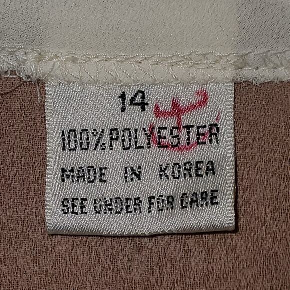 Liz Roberts Women's Tan & Cream Pleaded Elastic Waist Midi Retro Dress Size 14 - Picture 4 of 7